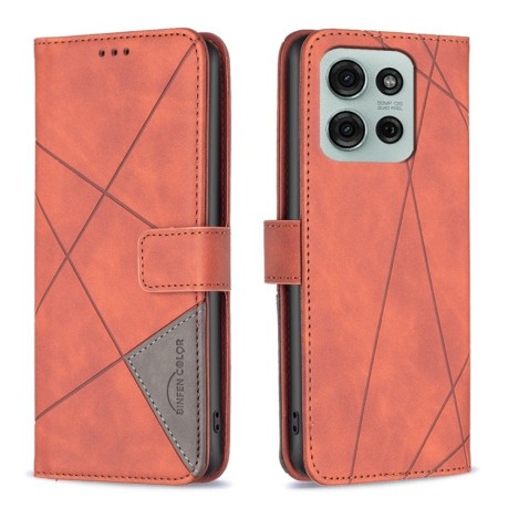 Чохол-книжка Rhombus Texture для Motorola Moto G75 5G - коричневий