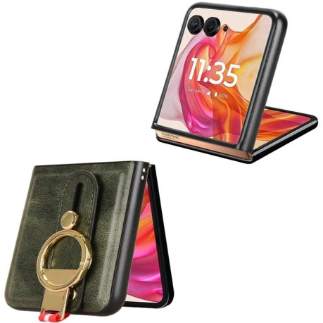Протиударний чохол Wristband Leather Back для Motorola Razr 50 Ultra - зелений
