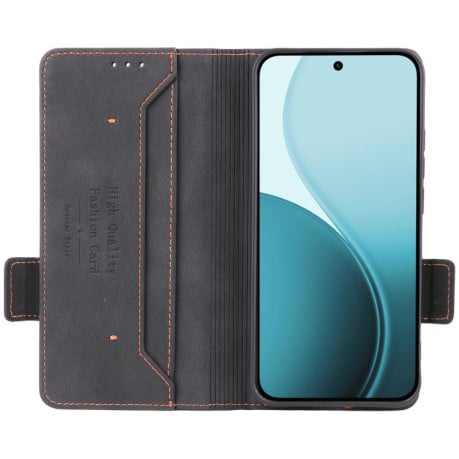 Чехол-книжка Magnetic Clasp Flip на OPPO Reno14 F 5G / 4G - черный