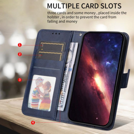Чехол-книжка Stitching Calf Texture для Xiaomi Poco F7 - синий