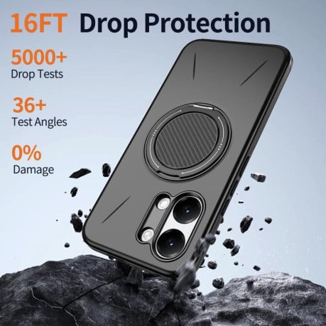 Чохол Metal Rotation Holder MagSafe TPU Hybrid PC з металевим поворотним тримачем і MagSafe на Xiaomi Redmi Turbo 5 Max 5G / Poco X8 Pro Max 5G — чорний