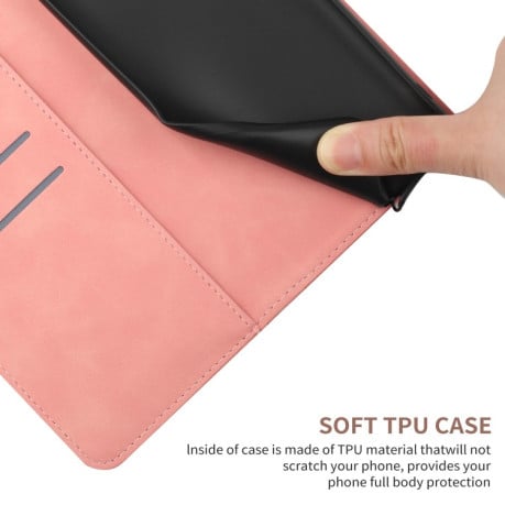 Чохол-книжка Stitching Embossed Leather для Samsung Galaxy M55 - рожевий