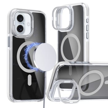 Чехол Magsafe Dual-Color Transparent Black Lens Holder для iPhone 16 - белый