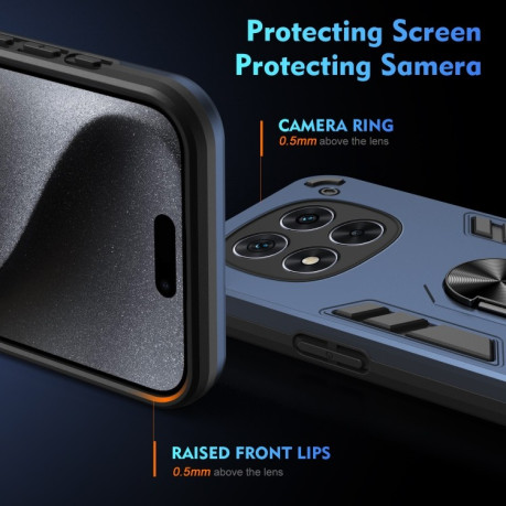 Ударозащитный чехол Metal Ring Holder для Xiaomi Redmi Note 14 Pro 5G/Poco X7 - синий