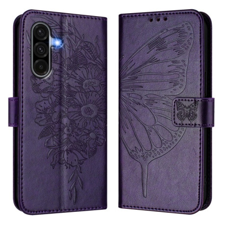 Чохол-книжка Embossed Butterfly  для Samsung Galaxy A56 5G - фіолетовий