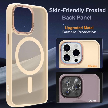 Чохол Xdcase з металевою рамкою камери та функцією MagSafe для iPhone 15 Pro — золотий