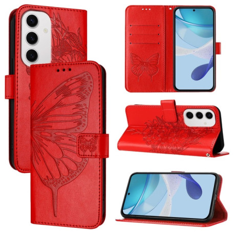 Чохол-книжка Embossed Butterfly для Samsung Galaxy S24 FE 5G - червоний