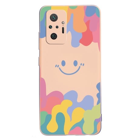 Противоударный чехол Painted Smiley Face для Xiaomi Redmi Note 10 Pro/10 Pro Max - розовый