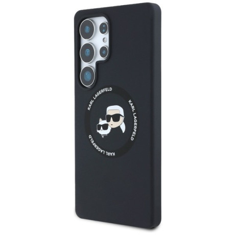 Оригинальный чехол Karl Lagerfeld Silicone Double Heads And Circle MagSafe для Samsung Galaxy S25 Ultra - black
