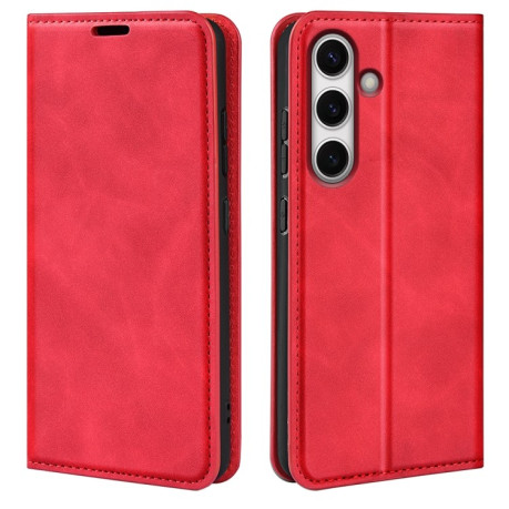 Чехол-книжка Retro Skin Feel Business Magnetic на Samsung Galaxy S24 FE 5G - красный