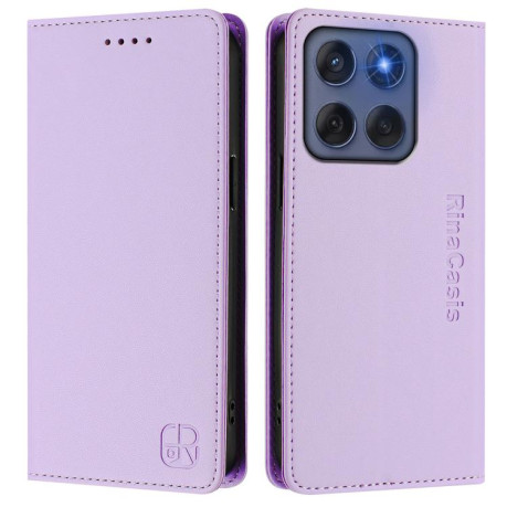 Чехол-книжка RC01 Dual-Folded Magnetic Suction RFID Leather на Motorola Edge 5G 2025 / Edge 60 Fusion - фиолетовый