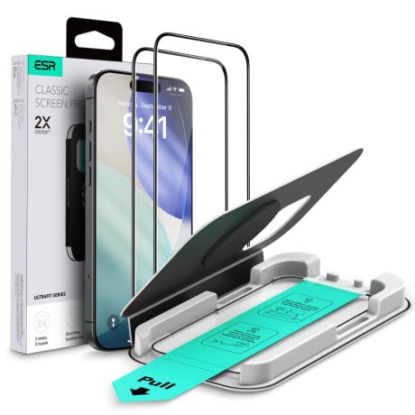 Комплект захисного скла ESR UltraFit Tempered Glass 2-pack на iPhone 16 Pro/17 - transparent