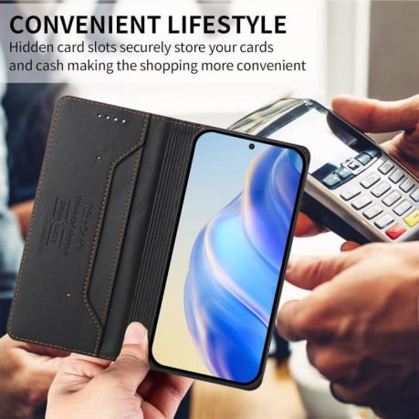 Чохол-книжка RC01 Dual-Folded Magnetic Suction RFID Leather на Infinix Note 60 / 60 Pro — чорний