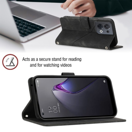 Чехол-книжка Skin-feel Embossed для OPPO Reno 8 5G - черный