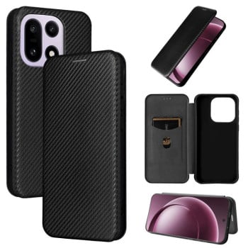 Чехол-книжка Carbon Fiber Texture на OnePlus 15 — чёрный