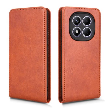 Фліп-чохол Magnetic Vertical Flip Leather для Xiaomi Redmi Note 14 Pro 4G - коричневий