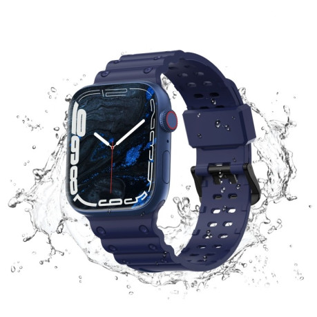 Силіконовий ремінець Waterproof Double Buckle для Apple Watch Series 8/7 41mm / 40mm / 38mm - синій