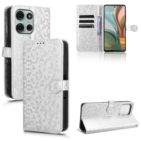 Чехол-книжка Honeycomb Dot для Motorola Moto G75 5G - серебристый
