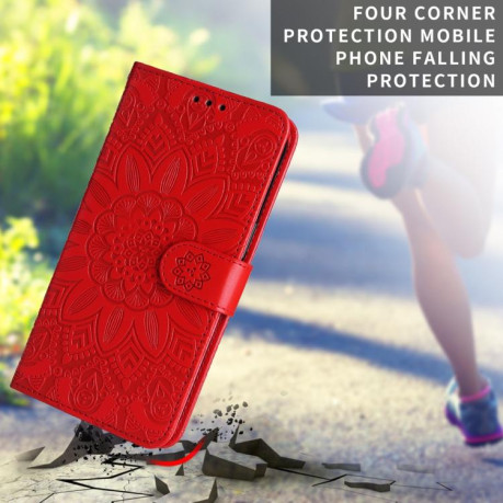 Чохол-книжка Embossed Sunflower для Xiaomi Redmi Note 14 4G 164.84mm - червоний