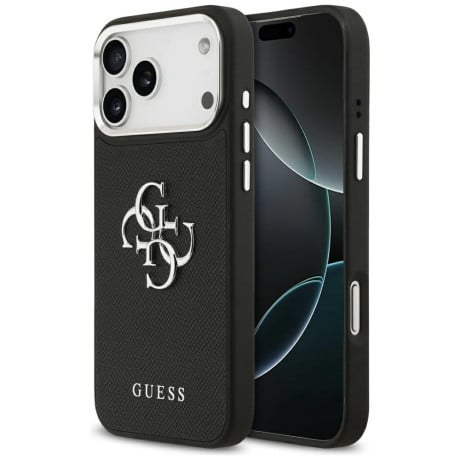 Оригинальный чехол Guess Grained Big 4G Classic Logo на iPhone 17 Pro Max - black