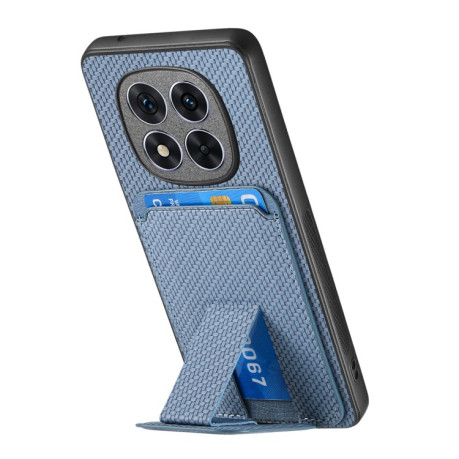 Противоударный чехол Carbon Fiber Card Bag для Xiaomi  Redmi Note 14 Pro+ 5G - синий