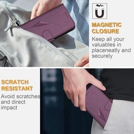 Чехол-книжка Triangle Pattern Buckle Clasp Leather на Infinix Note 40 4G - фиолетовый