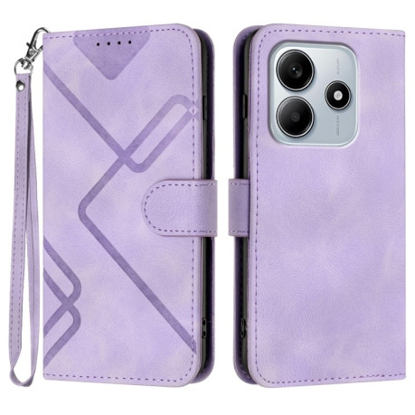 Чохол-книжка Line Pattern Skin Feel Leather для Xiaomi Redmi Note 14 5G/Poco M7 Pro 5G - фіолетовий
