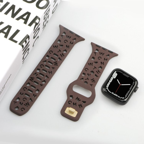 Ремешок English Letters для Apple Watch Series 8 / 7 41mm / 40mm / 38mm - коричневый