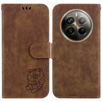 Чохол-книжка Little Tiger Embossed Leather на Realme 12 Pro / 12 Pro+ - коричневий