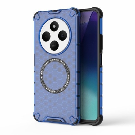 Противоударный чехол Honeycomb Magnetic Ring Shockproof на Xiaomi Redmi 14C 4G/Poco C75/Redmi A4 5G - синий
