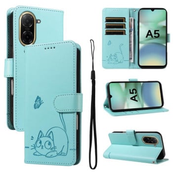 Чехол-книжка Happy Cat Pattern для Xiaomi Redmi A5 4G - зеленый