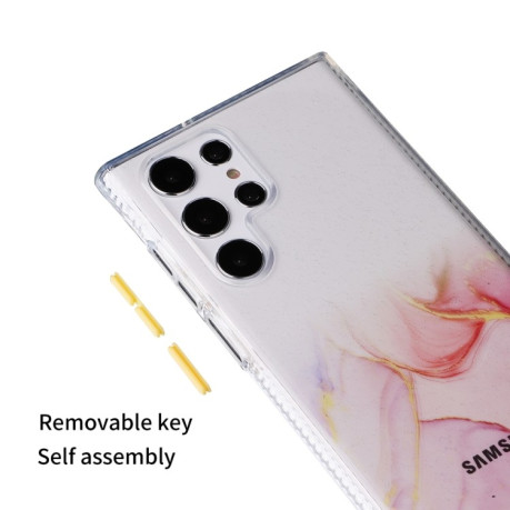 Противоударный чехол Marble Pattern Glittery Powder на Samsung Galaxy S22 Ultra 5G - синий