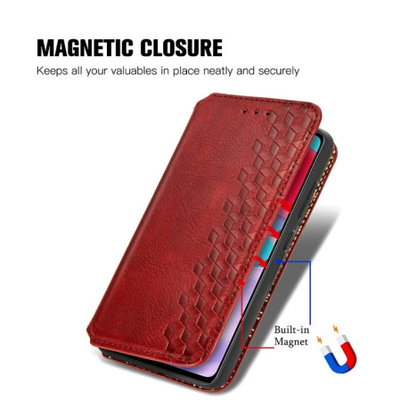 Чехол-книжка Cubic Grid на Samsung Galaxy A72 - красный