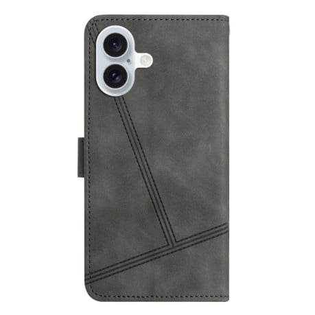 Чехол-книжка Stitching Skin Feel для iPhone 16 - серый