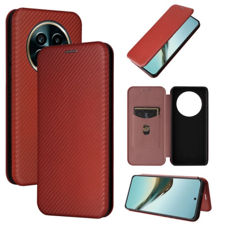 Чохол-книжка Carbon Fiber Texture на Realme 13 Pro / 13 Pro+ - коричневий