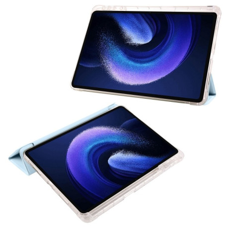 Чохол-книжка 3-fold Clear TPU Smart Leather Tablet Case with Pen Slot для iPad Pro 11 2024 - блакитний