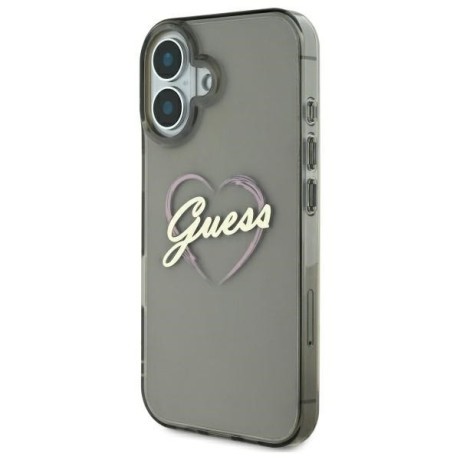 Оригинальный чехол Guess IML Heart для iPhone 16 - Black