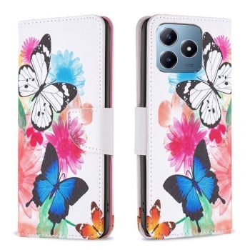 Чехол-книжка Colored Drawing Pattern для Realme C61/C63/Note 60/Note 60x - Butterflies