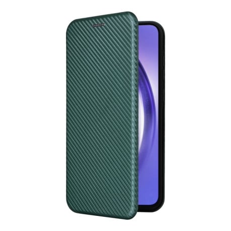 Чехол-книжка Carbon Fiber Texture на Samsung Galaxy A55 5G - зеленый