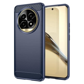Противоударный чехол Brushed Texture Carbon Fiber на Realme 13 Pro+ 5G - синий