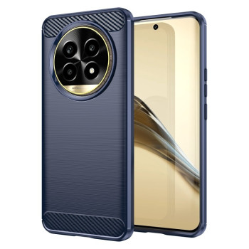 Противоударный чехол Brushed Texture Carbon Fiber на Realme 13 Pro 5G - синий