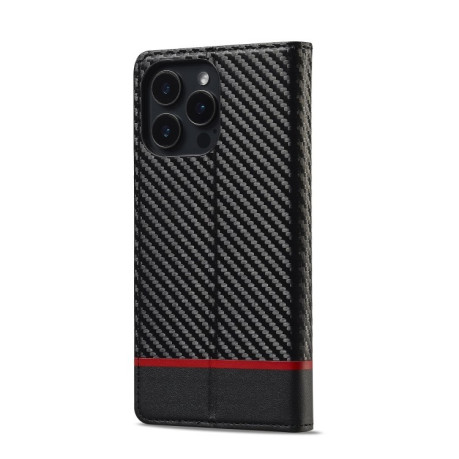 Чохол-книжка LCIMEEKE Carbon Fiber для iPhone 16 Pro Max - Black