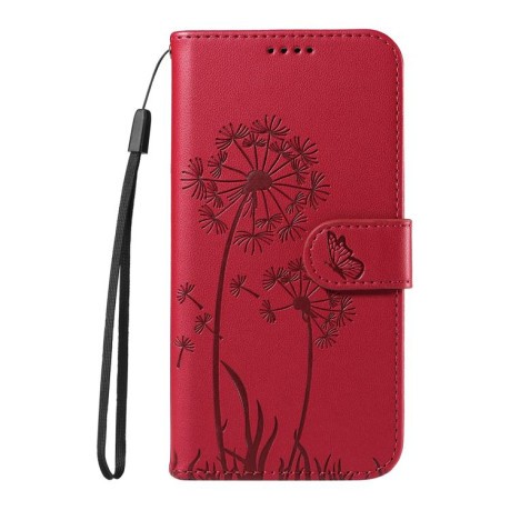 Чехол-книжка с тиснением Dandelion и магнитным хлястиком для Realme C85 Pro 4G — красный