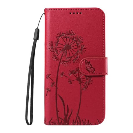 Чохол-книжка з тисненням Dandelion та магнітним хлястиком на Samsung Galaxy S25 FE 5G - червоний