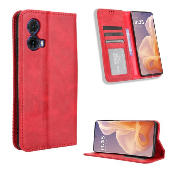 Чехол-книжка Magnetic Buckle Retro Crazy Horse Texture на Motorola Moto G85 5G / S50 Neo 5G - красный
