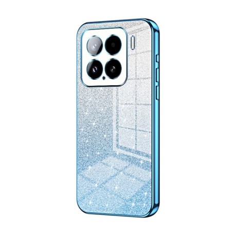 Ударозащитный чехол Gradient Glitter Powder Electroplated на Xiaomi 15 - синий