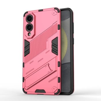 Противоударный чехол Punk Armor с подставкой на Samsung Galaxy S25 Edge 5G - светло-красный