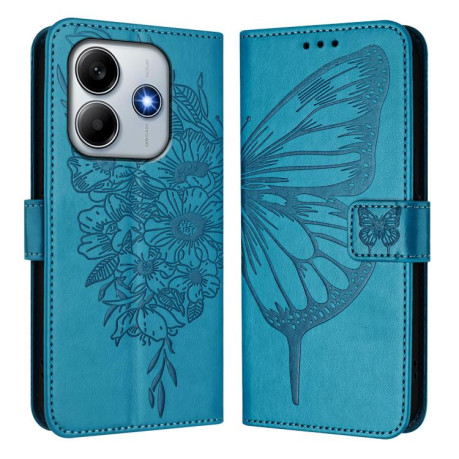 Чехол-книжка Embossed Butterfly для Xiaomi Poco M7 Pro 5G Global - синий