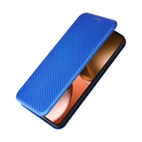 Чехол-книжка Carbon Fiber Texture на Realme GT 7 - синий
