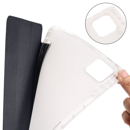 Чехол-книжка 3-fold Clear TPU Smart Leather Tablet Case with Pen Slot для iPad Pro 13 2024 - черный